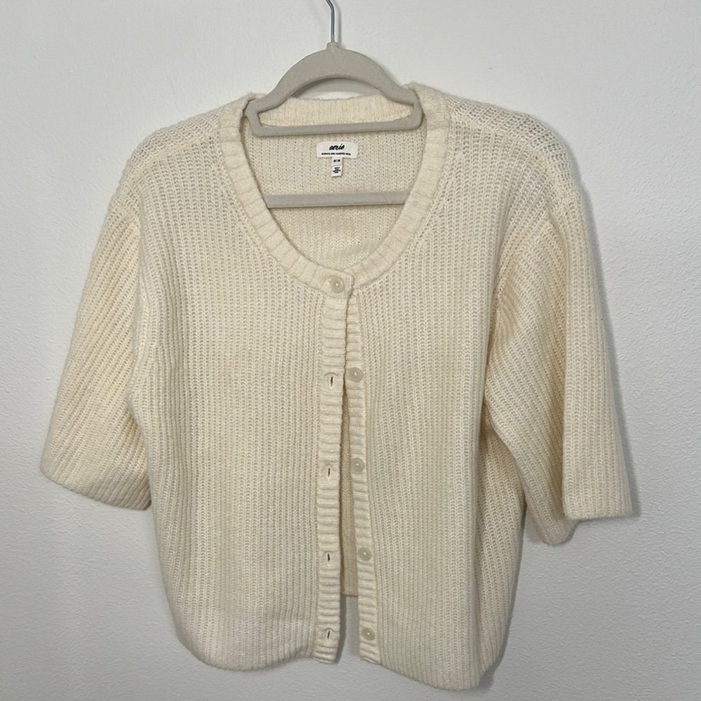 Aerie Ivory Knit Cardigan Sweater
